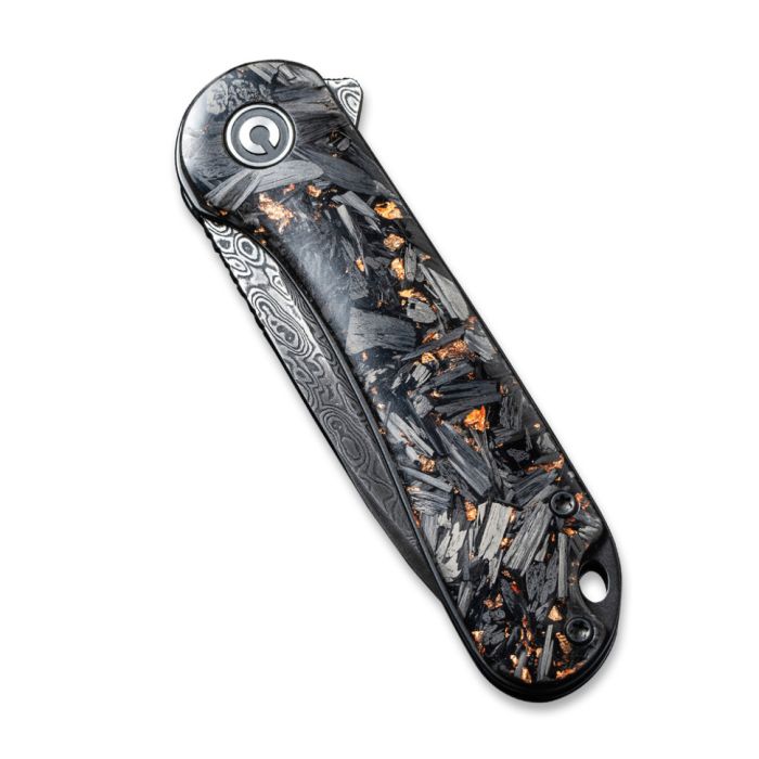 Ніж складаний кишеньковий Civivi Elementum, (7.5 см) Damascus / Carbon Fiber чорний