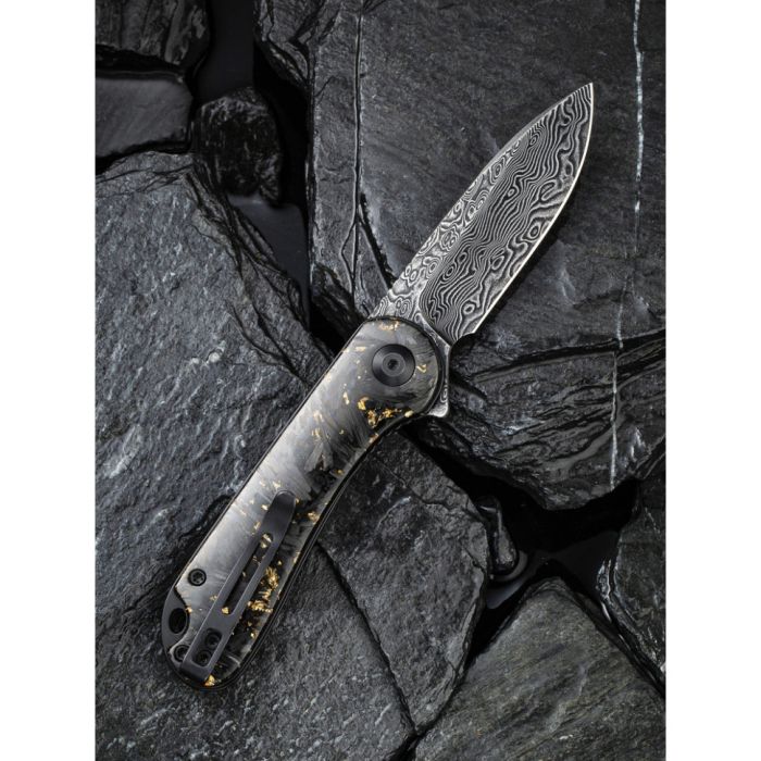 Ніж складаний кишеньковий Civivi Elementum, (7.5 см) Damascus / Carbon Fiber сірий