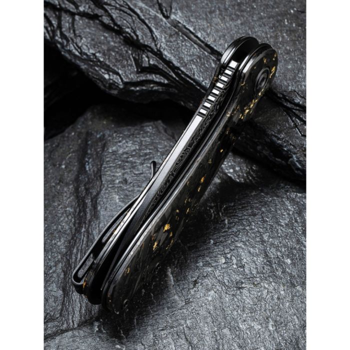 Ніж складаний кишеньковий Civivi Elementum, (7.5 см) Damascus / Carbon Fiber сірий