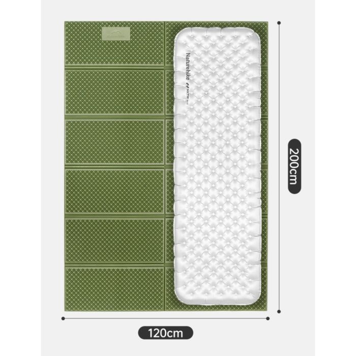 Килимок туристичний складаний двомісний IXPE Naturehike CNK2450WS044 з алюмінієвою плівкою, 200x120x1.8 см, синій
