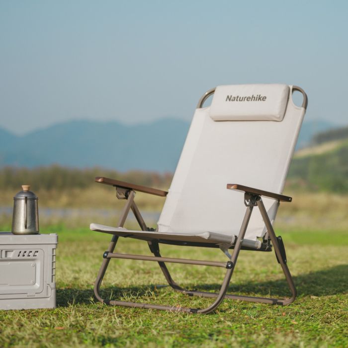 Крісло складане з регульованим нахилом Naturehike CNK2550JJ012, вуглецева сталь, бежевий