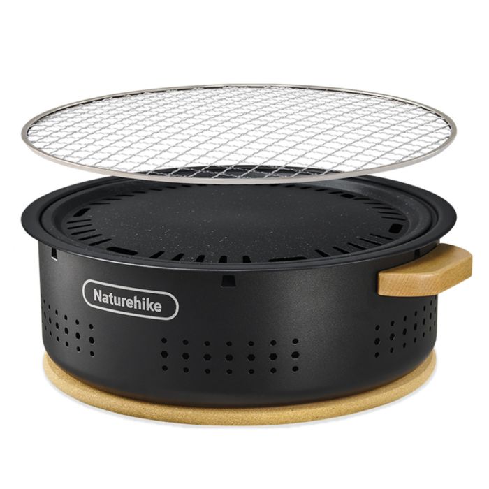Настільна кругла піч із решіткою гриль Naturehike CNK2550CF010, 36*32.6*12 см, хромоване залізо