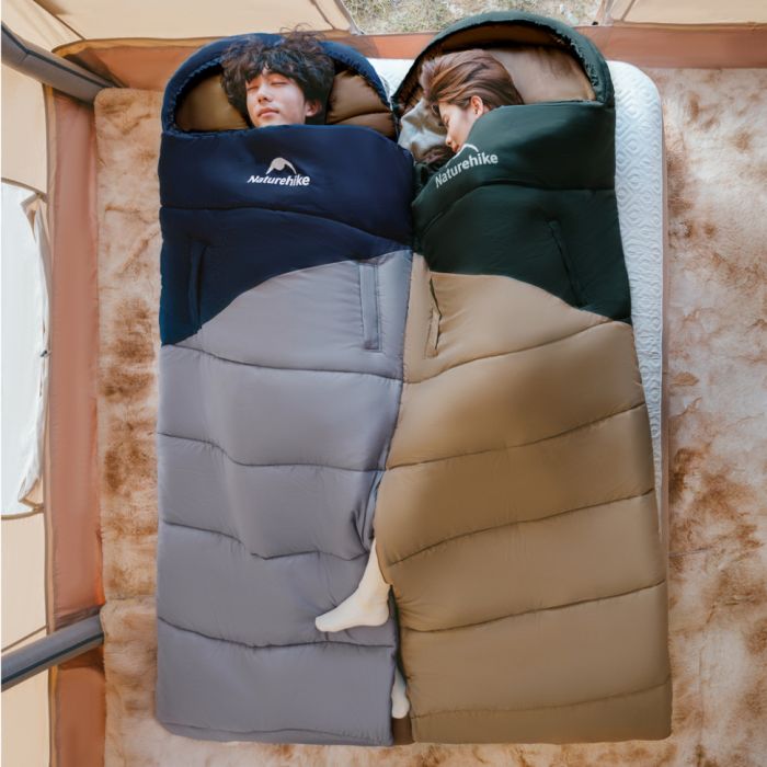 Спальник з капюшоном Naturehike Sunny Day PL02 U350 CNK2550WS028, (6°C), правий, коричнево-зелений