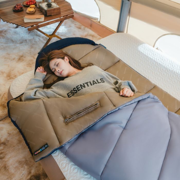 Спальник з капюшоном Naturehike Sunny Day PL02 U350 CNK2550WS028, (6°C), правий, коричнево-зелений