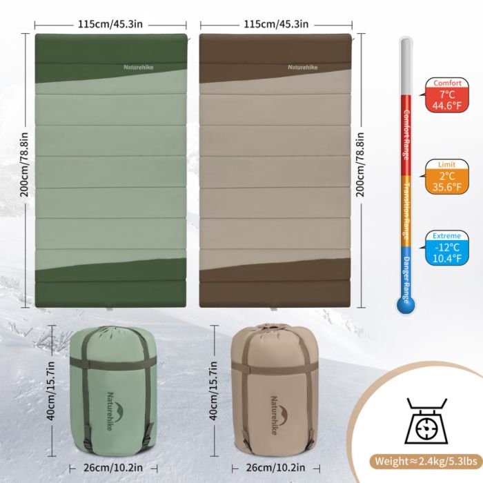 Спальний мішок двомісний Naturehike CNK2300019, зелений