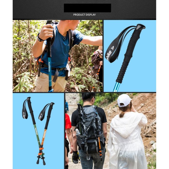 Трекінгова палиця 3-сек. Naturehike 6061 AL NH17D001-Z, 50-100 см, алюміній, червона