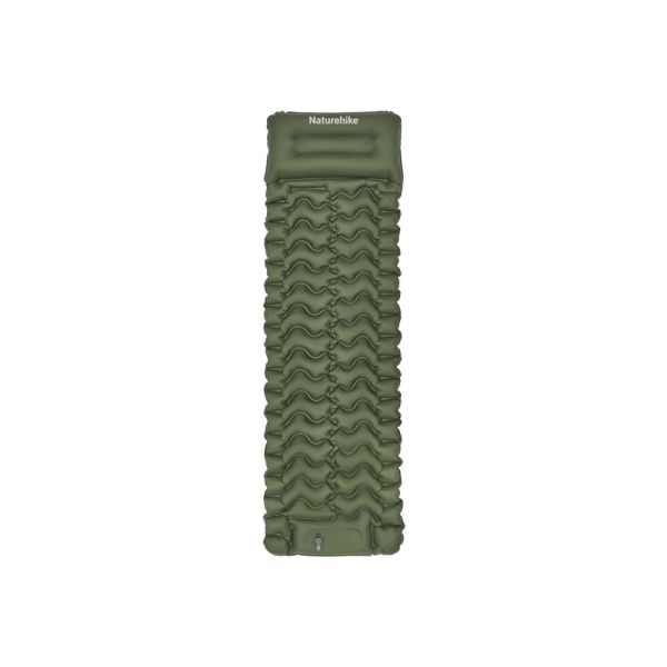 Матрац туристичний надувний одномісний  Naturehike CNK2550WS019, 200х60х6.5 см, зелений із вбудованою помпою для надування