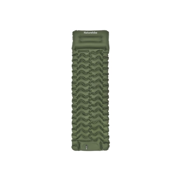Матрац туристичний надувний одномісний  Naturehike CNK2550WS019, 200х60х6.5 см, зелений із вбудованою помпою для надування