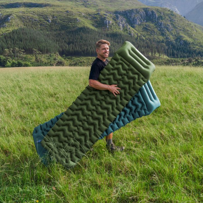 Матрац туристичний надувний двомісний  Naturehike CNK2550WS019, 200х125х6.5 см, синій, для кемпінгу із мішком для надування