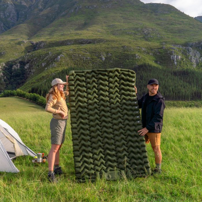 Матрац туристичний надувний двомісний  Naturehike CNK2550WS019, 200х125х6.5 см, синій, для кемпінгу із мішком для надування