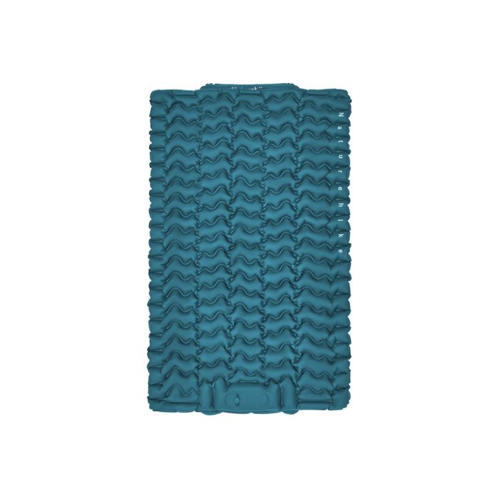 Матрац туристичний надувний двомісний Naturehike CNK2550WS019, 200х125х6.5 см, синій із вбудованою помпою для надування