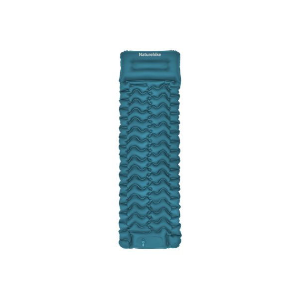 Матрац туристичний надувний одномісний  Naturehike CNK2550WS019, 200х60х6.5 см, синій із вбудованою помпою для надування