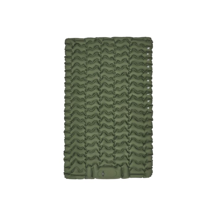 Матрац туристичний надувний двомісний Naturehike CNK2550WS019, 200х125х6.5 см, зелений із вбудованою помпою для надування