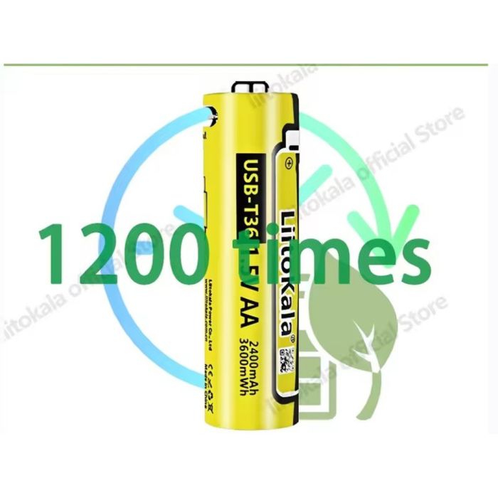 Набір акумуляторів з 4 шт LiitoKala USB-T36 + USB Type-C кабель зарядки