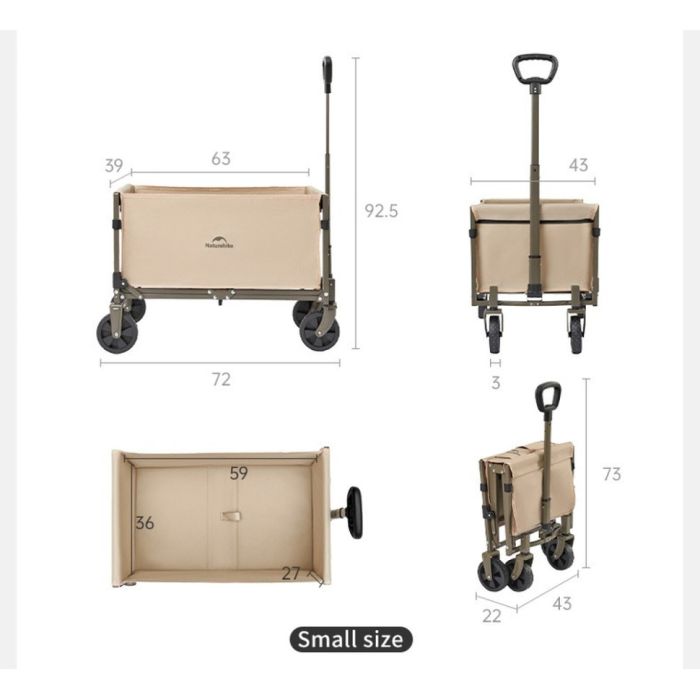 Складаний легкий кемпінговий візочок Naturehike CNK2350JJ012, 50 л, чорний