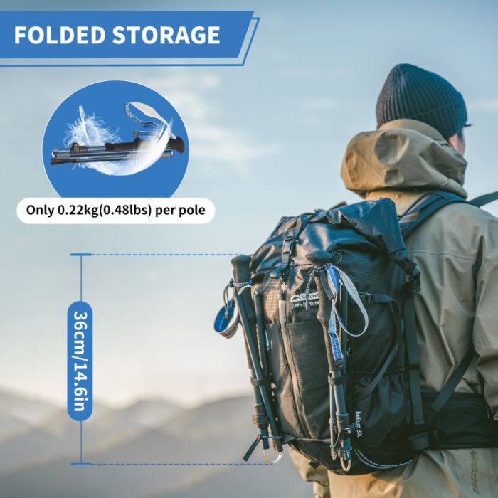  Комплект із п'ятисекційних складаних трекінгових палиць Naturehike CNK2450DS013 Gale Pro, 115-135 см, 2 шт, сині