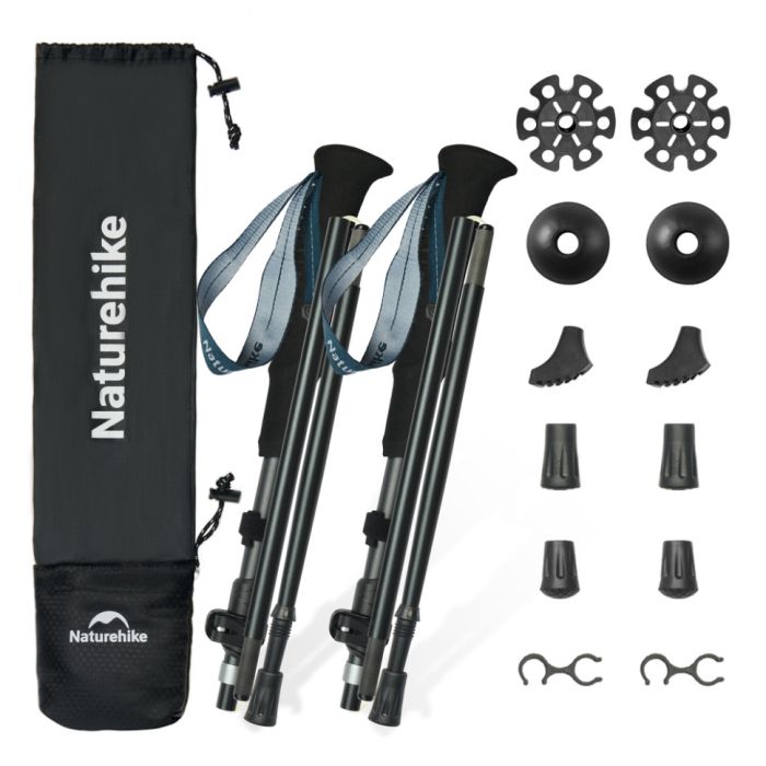  Комплект із п'ятисекційних складаних трекінгових палиць Naturehike CNK2450DS013 Gale Pro, 115-135 см, 2 шт, чорні