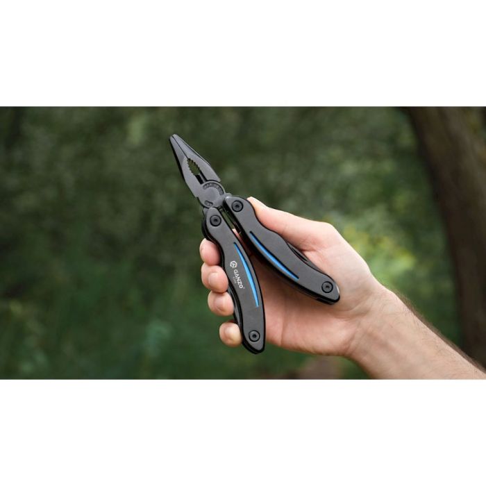 Мультитул Ganzo G109, (16.5 см) 10 функцій, чорний з блакитним + чохол
