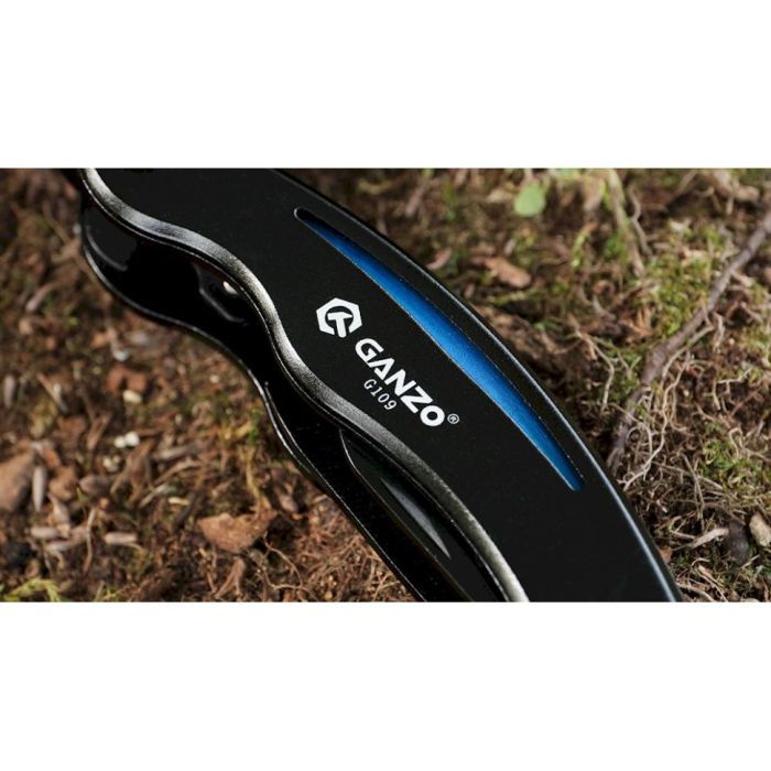 Мультитул Ganzo G109, (16.5 см) 10 функцій, чорний з блакитним + чохол