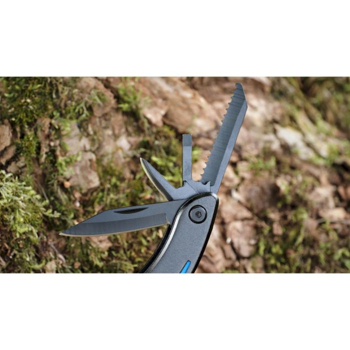 Мультитул Ganzo G109, (16.5 см) 10 функцій, чорний з блакитним + чохол