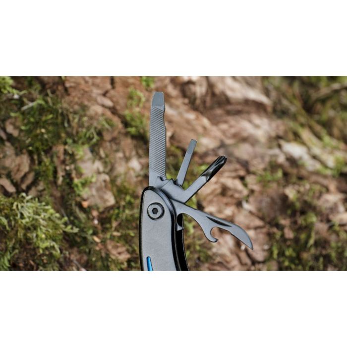 Мультитул Ganzo G109, (16.5 см) 10 функцій, чорний з блакитним + чохол