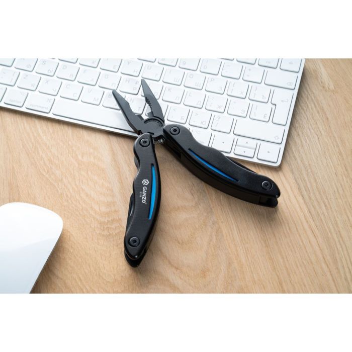 Мультитул Ganzo G109, (16.5 см) 10 функцій, чорний з блакитним + чохол