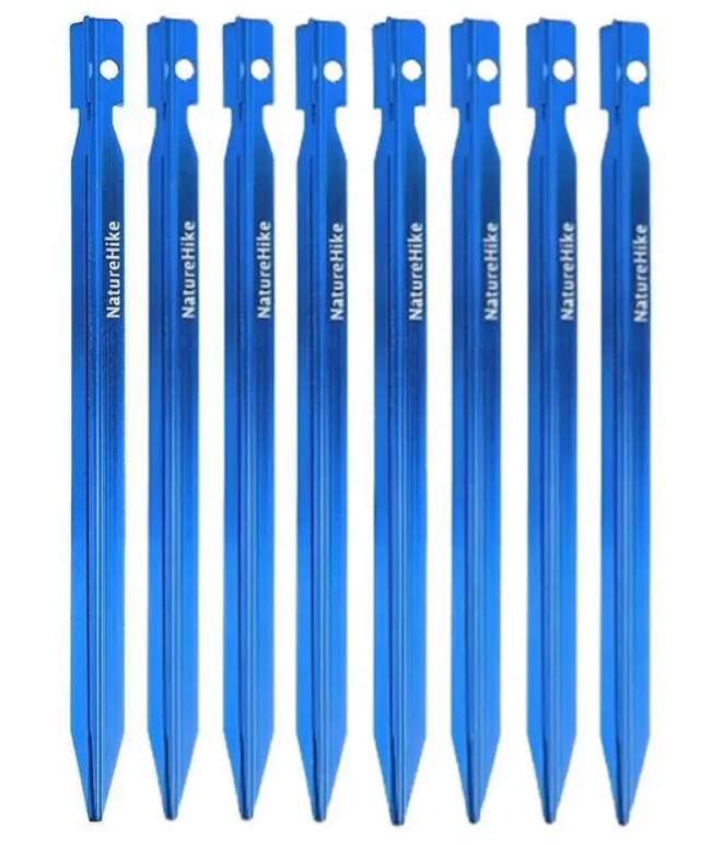 Кілки алюмінієві Naturehike NH15A005-I  18 см, блакитний (8 шт)