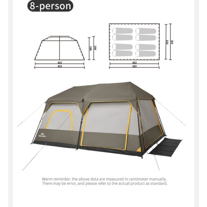 Намет восьмимісний Naturehike Cape 13.1 CNK2450WS050 з швидким розкриттям, сіро-коричневий