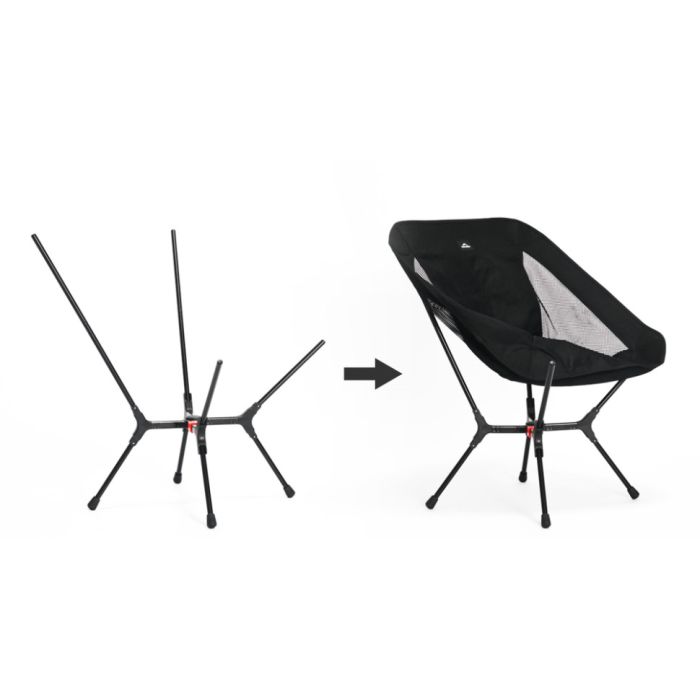 Стілець складаний ультралегкий Naturehike CNK2550JJ013 Yamami YL01, розмір М, алюміній, чорний