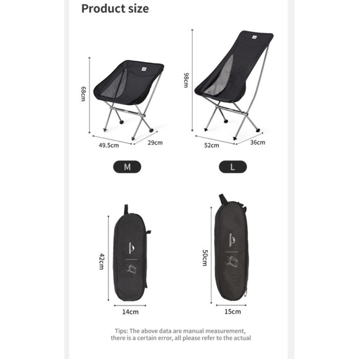 Стілець складаний ультралегкий Naturehike Stellaluna L04 CNK2450JJ015, розмір М, алюміній, сірий