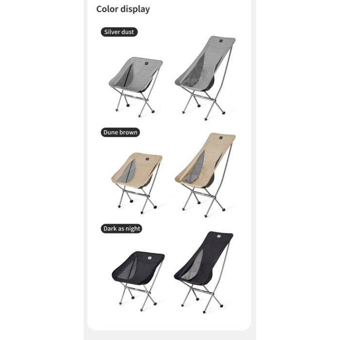 Стілець складаний ультралегкий Naturehike Stellaluna L04 CNK2450JJ015, розмір М, алюміній, сірий