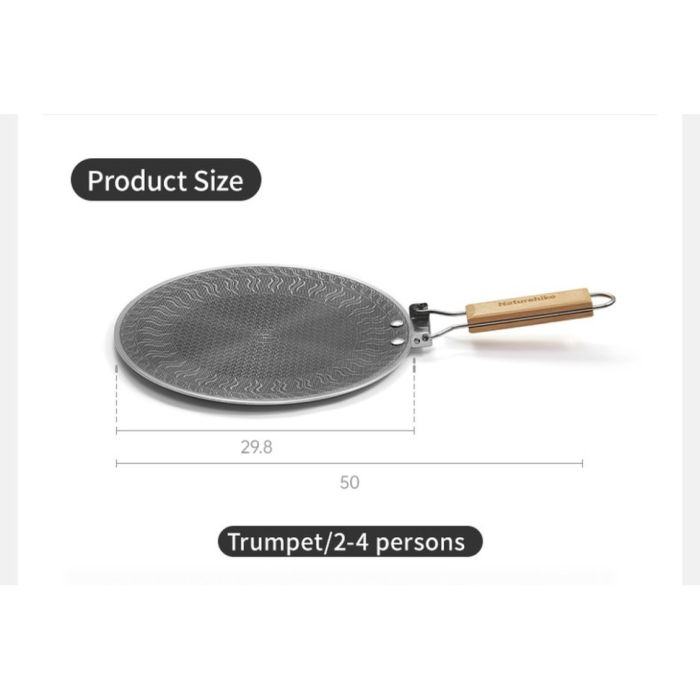 Сковорода з нержавіючої сталі зі складаною ручкою Naturehike CNK2550CF011, 29,5 х 29,5 см