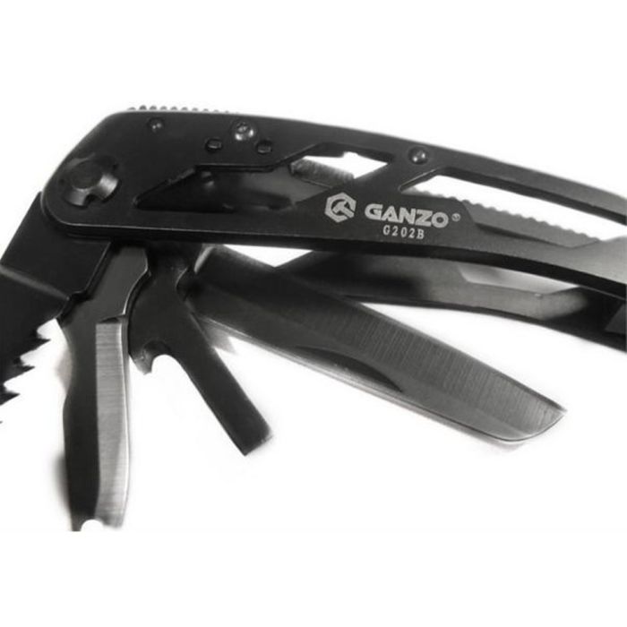 Мультитул Ganzo G202В, (16.5 см) 24 функції, чорний + біти та чохол Molle