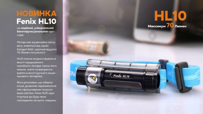 Ліхтар налобний Fenix HL10 black