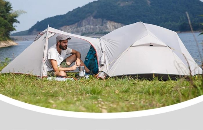 Намет надлегкий двомісний  з футпринтом Naturehike Mongar NH17T007-M, 20D, сiрий