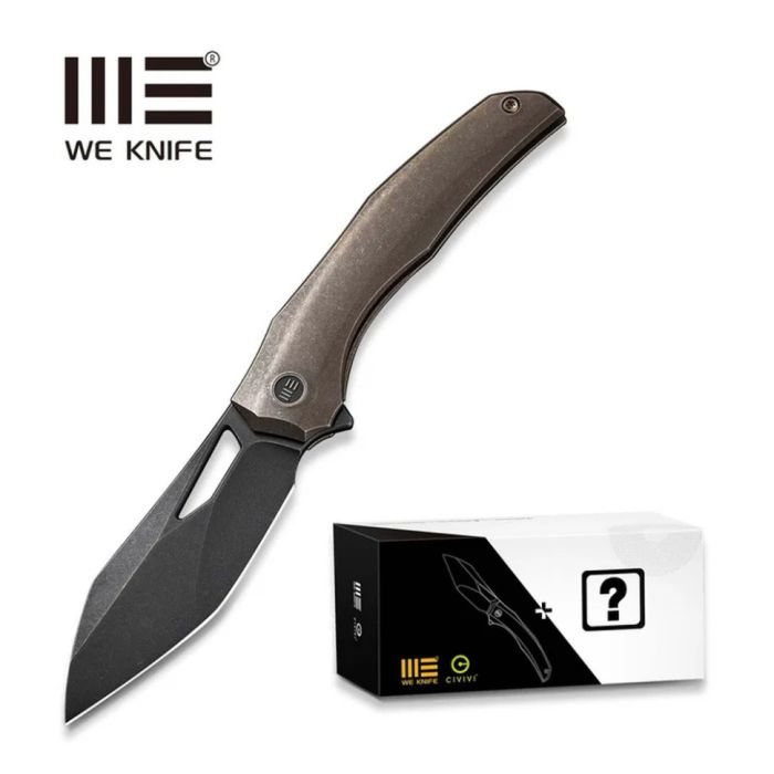 Ніж складаний туристичний WE Knife Ignio Mystery Box, (8.4 см) CPM 20CV / титан 6AL4V бронзовий