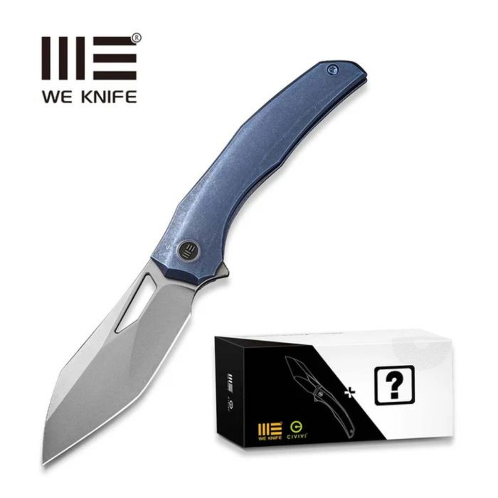 Ніж складаний туристичний WE Knife Ignio Mystery Box, (8.39 см) CPM 20CV / 6AL4V Titanium синій