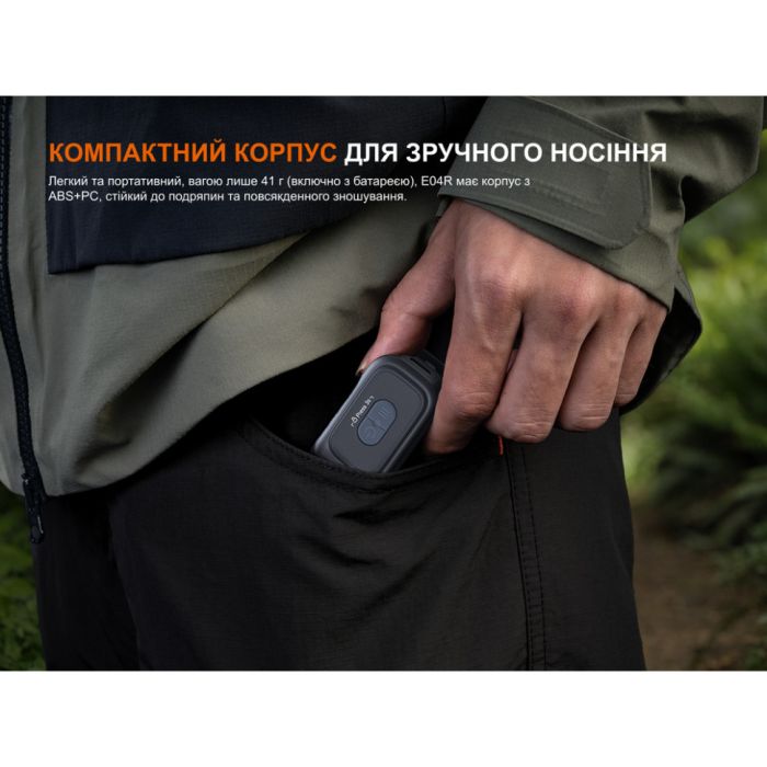 Ліхтар з кліпсою Fenix E04R, білий