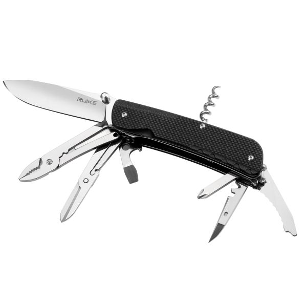 Багатофункціональний ніж Ruike Trekker LD41-B, (8.5 см) 12C27 / G10 чорний, 22 інстр.