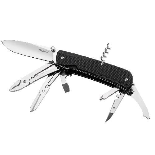 Багатофункціональний ніж Ruike Trekker LD41-B, (8.5 см) 12C27 / G10 чорний, 22 інстр.