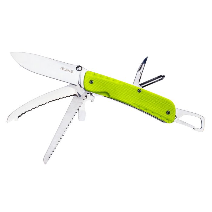 Багатофункціональний ніж Ruike Trekker LD43, (8.5 см) 12C27 / G10 зелений, 15 інстр.