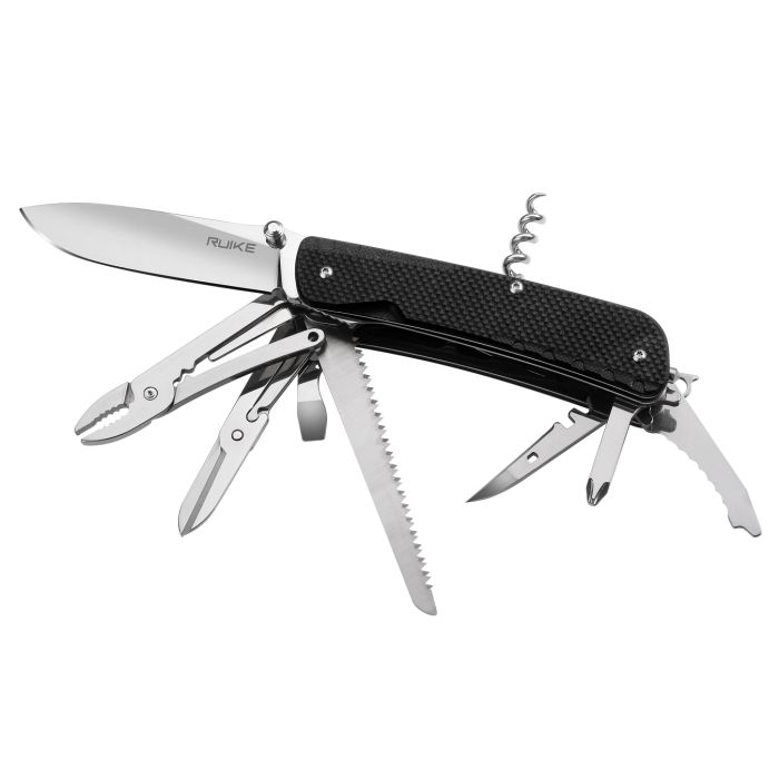 Багатофункціональний ніж Ruike Trekker LD51-B, (8.5 см) 12C27 / G10 чорний, 23 інстр.