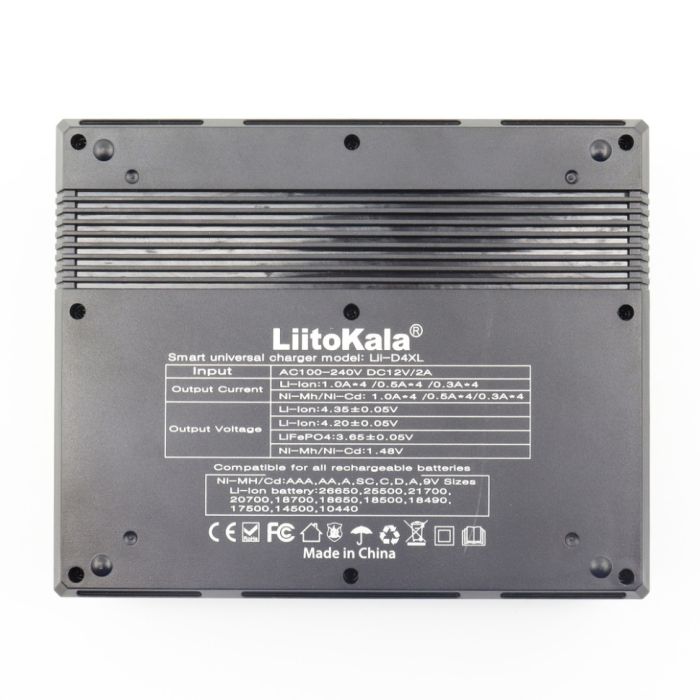 Універсальний  зарядний пристрій LiitoKala Lii-D4XL EU на 4 канали + автомобільний кабель