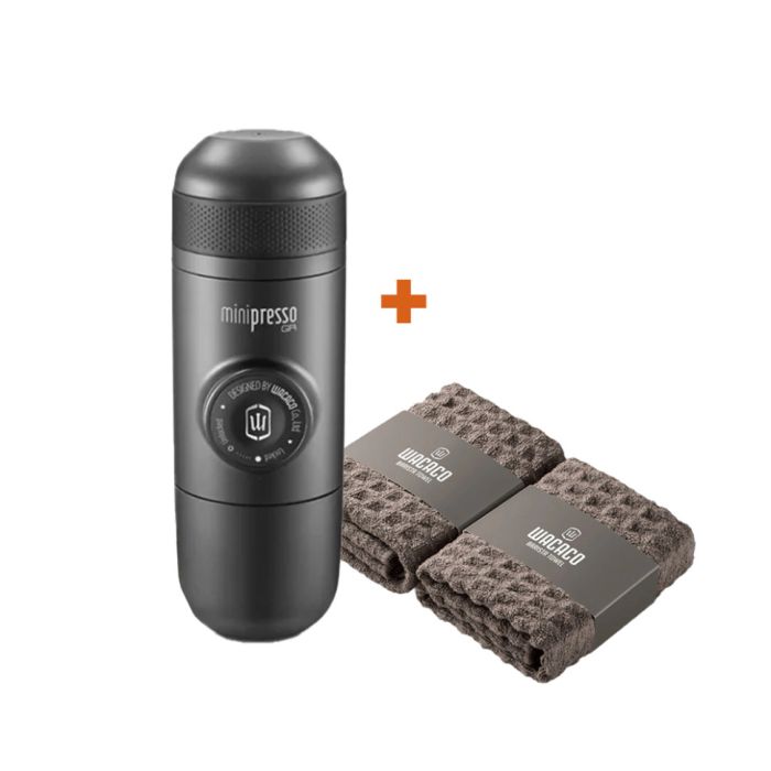 Набір Wacaco Minipresso GR: кавоварка та рушники бариста