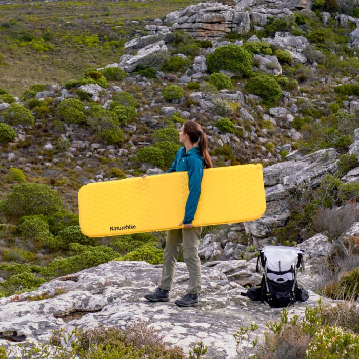 Матрац туристичний надувний одномісний Naturehike CNK2550WS033, 183x53x3.5 см, жовтий, прямокутний