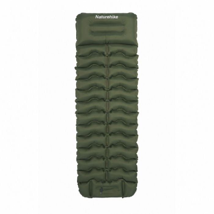 Матрац туристичний надувний одномісний Naturehike CNK2550WS019, 200x60x9.5 см, зелений, прямокутний із вбудованою помпою