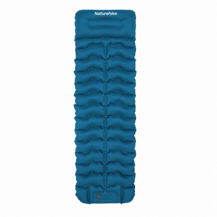 Матрац туристичний надувний одномісний Naturehike CNK2550WS019, 200x60x9.5 см, синій, прямокутний із вбудованою помпою