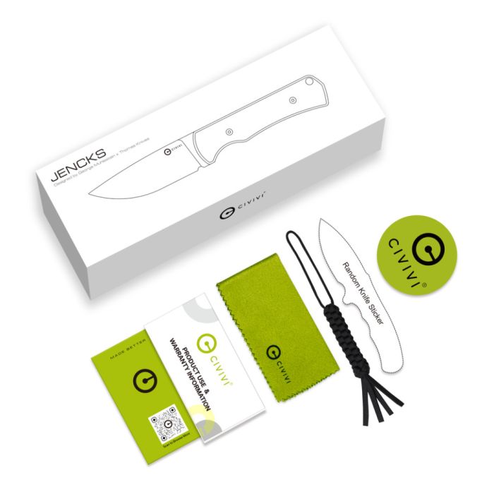 Ніж фіксований туристичний Civivi Jencks (9 см) 14C28N / G10 зелений з чохлом