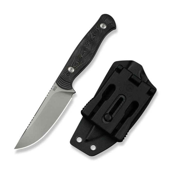 Ніж фіксований туристичний Weknife Notchline, (8.7 см) CPM S35VN /Carbon Fiber чорний з чохлом