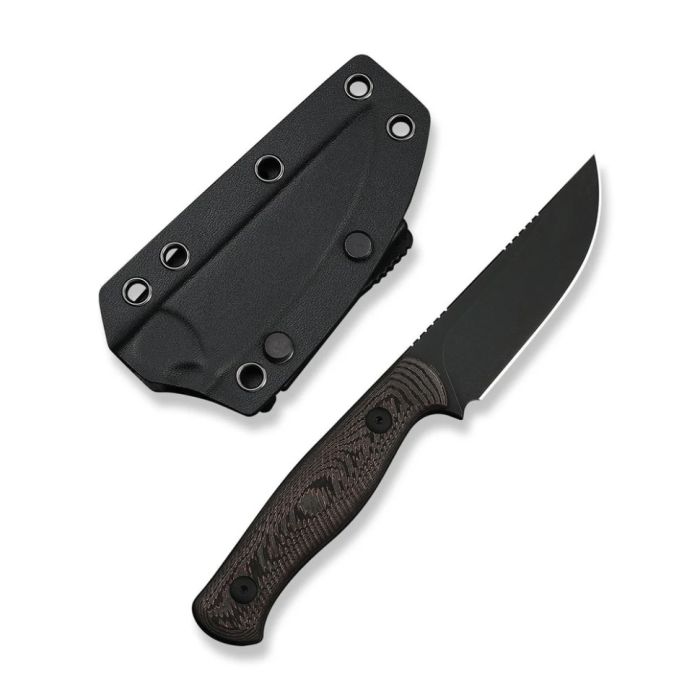 Ніж фіксований туристичний Weknife Notchline, (8.7 см) CPM S35VN /Carbon Fiber мідний з чохлом